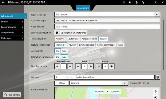 Vue générale du relevé de BAL, la fonctionnalité FiberScript de relevé d’adresses