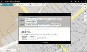 Vue import de masse de PIT Orange de la fonctionnalité FiberScript de déploiement du réseau souterrain