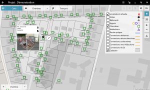 Vue générale relevé de chambres (FOA) la fonctionnalité FiberScript de déploiement du réseau souterrain